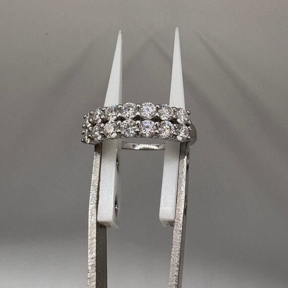 Handmade Jewelry - 1.2ct Moissanite Double Row Eternity Band - S925 White Gold Plated size 7.5